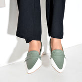 THE DUO - Pistachio Green and Vanilla Pointed Loafers